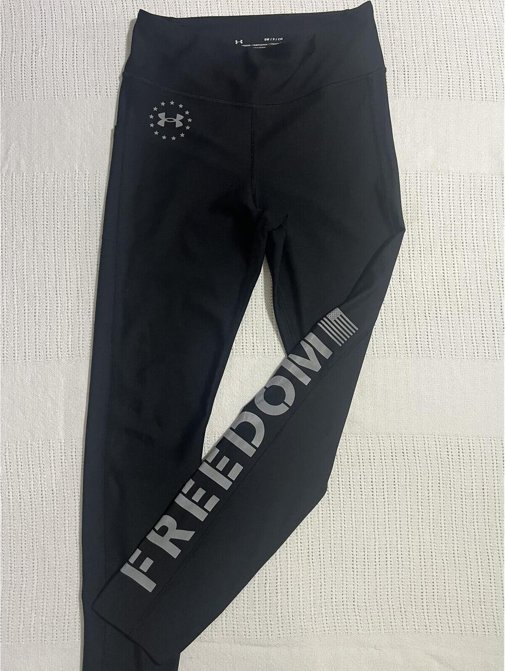 Under Armour Black Compression Leggings with Freedom Print